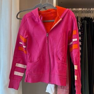 Vintage Lululemon pink and orange scuba hoodie size 6